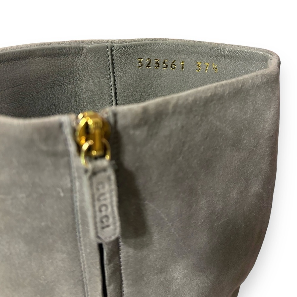 GUCCI Grey Suede Over The Calf Side Zip High Heel Boots - Picture 8 of 12